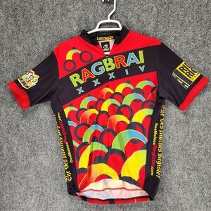 Verge Sports Mens Medium RAGBRAI XXXIV 34th Bicycle Jersey Club Red  3/4 zip